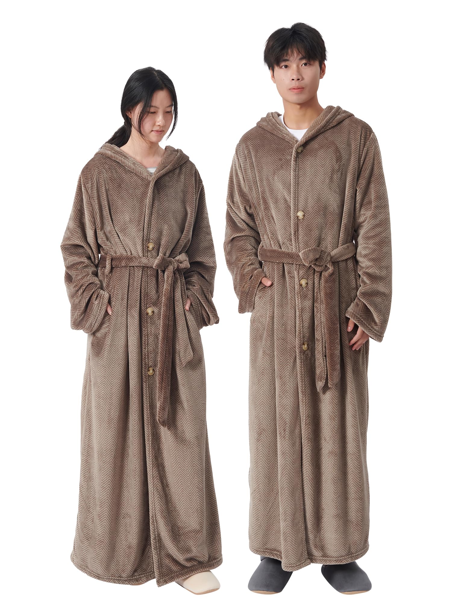 ☆着る毛布 着るブランケット 部屋着 ポケット付き Mサイズ　ブラウン Amazon｜ATOKAZO 着る毛布 ルームウェア Rサイズ 男女兼用 あったか